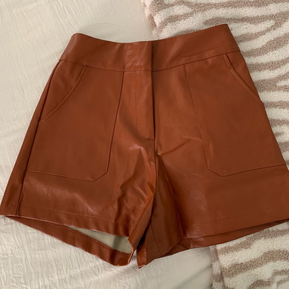 New Brown Leather Shorts
